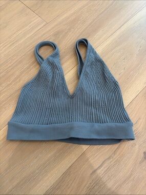 Free People Movement Ribbed V-Neck Bralette in Teal